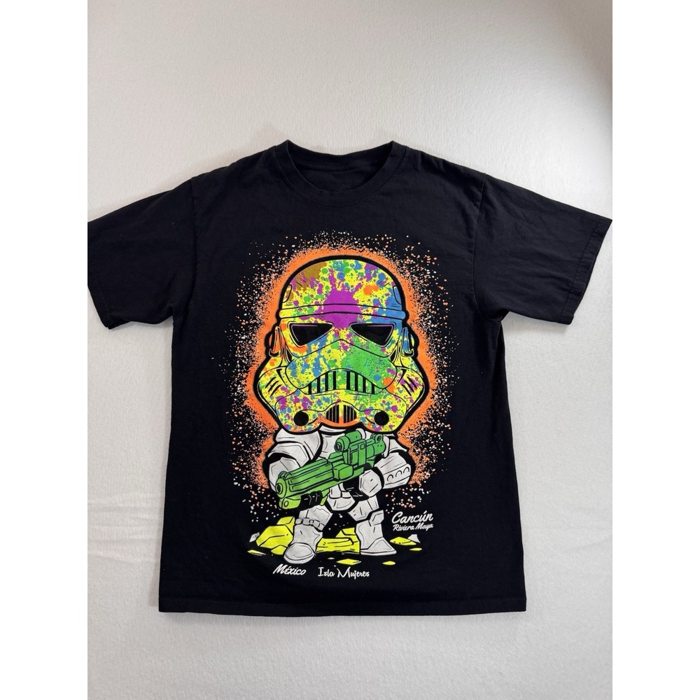 Star Wars Stormtrooper Mens T Shirt XS Cancun Riviera Maya Neon Paintball Black